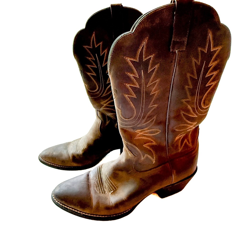 Ariat Heritage Western R-Toe Brown Leather Cowboy Boots 10001021 Womens 9B